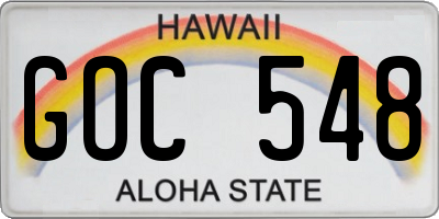 HI license plate GOC548