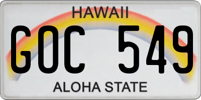HI license plate GOC549