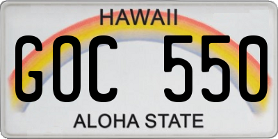 HI license plate GOC550