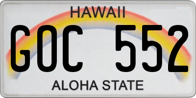 HI license plate GOC552