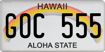 HI license plate GOC555