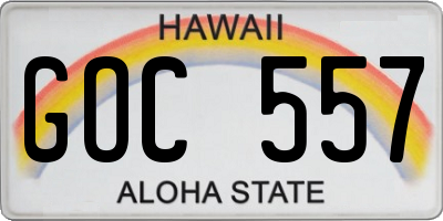 HI license plate GOC557