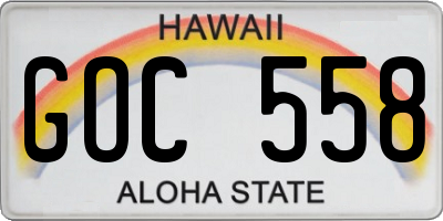 HI license plate GOC558