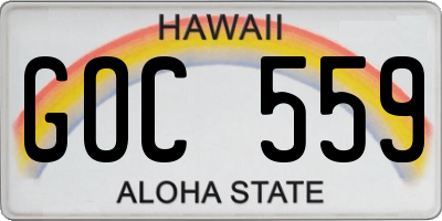 HI license plate GOC559
