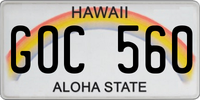 HI license plate GOC560