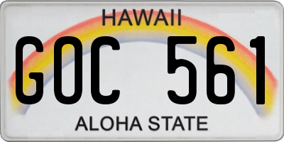 HI license plate GOC561
