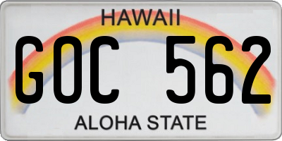 HI license plate GOC562