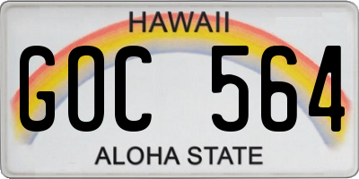 HI license plate GOC564
