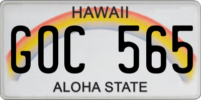 HI license plate GOC565