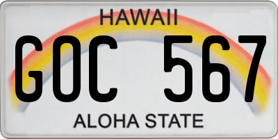 HI license plate GOC567