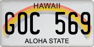 HI license plate GOC569