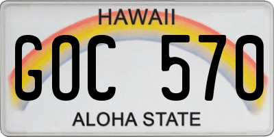 HI license plate GOC570