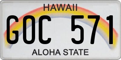 HI license plate GOC571