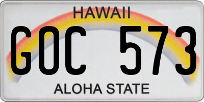 HI license plate GOC573