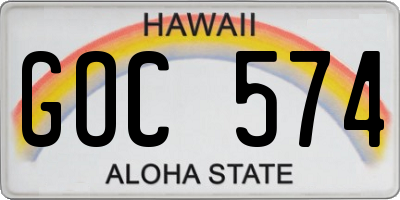 HI license plate GOC574