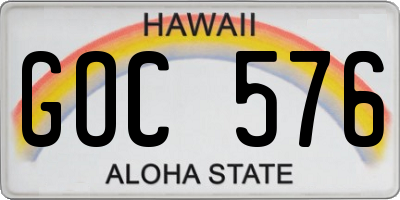 HI license plate GOC576