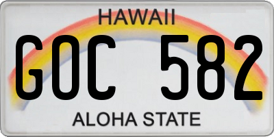 HI license plate GOC582