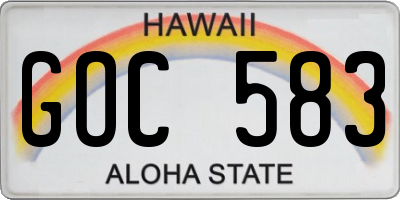 HI license plate GOC583