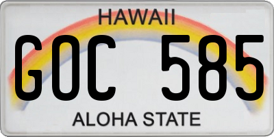 HI license plate GOC585