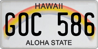 HI license plate GOC586