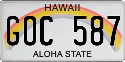 HI license plate GOC587