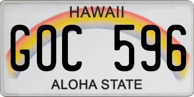 HI license plate GOC596