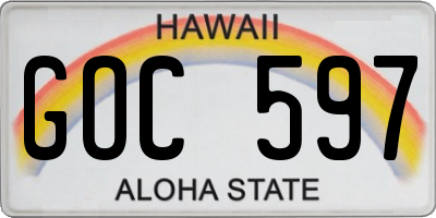HI license plate GOC597