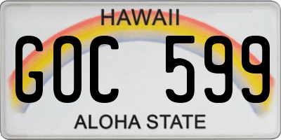 HI license plate GOC599