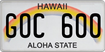 HI license plate GOC600