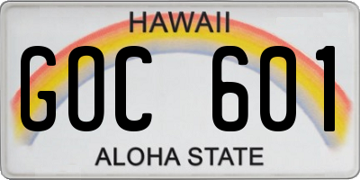 HI license plate GOC601