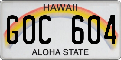 HI license plate GOC604
