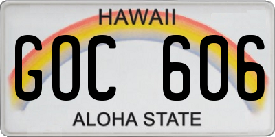 HI license plate GOC606