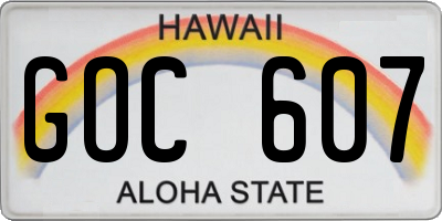HI license plate GOC607