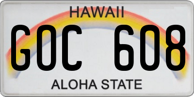 HI license plate GOC608