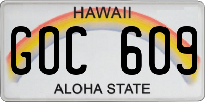 HI license plate GOC609