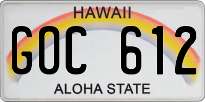 HI license plate GOC612