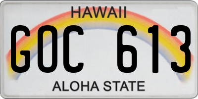 HI license plate GOC613