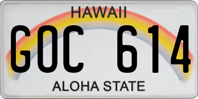 HI license plate GOC614
