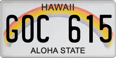 HI license plate GOC615