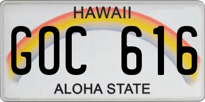 HI license plate GOC616