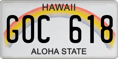 HI license plate GOC618