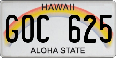 HI license plate GOC625