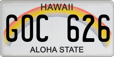 HI license plate GOC626