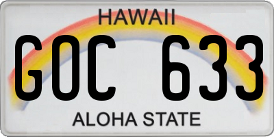 HI license plate GOC633