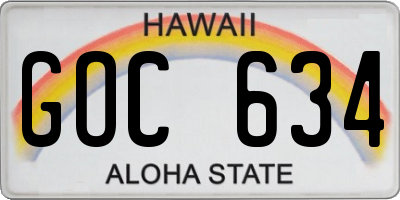 HI license plate GOC634