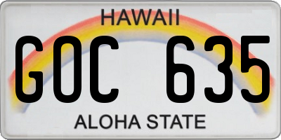 HI license plate GOC635