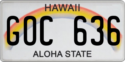 HI license plate GOC636
