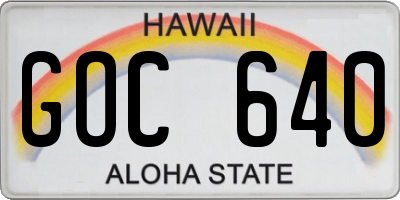 HI license plate GOC640