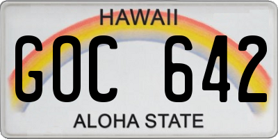 HI license plate GOC642