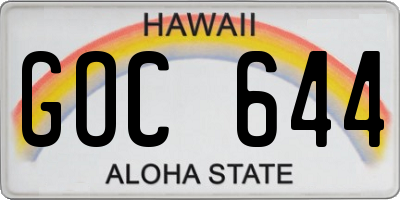 HI license plate GOC644